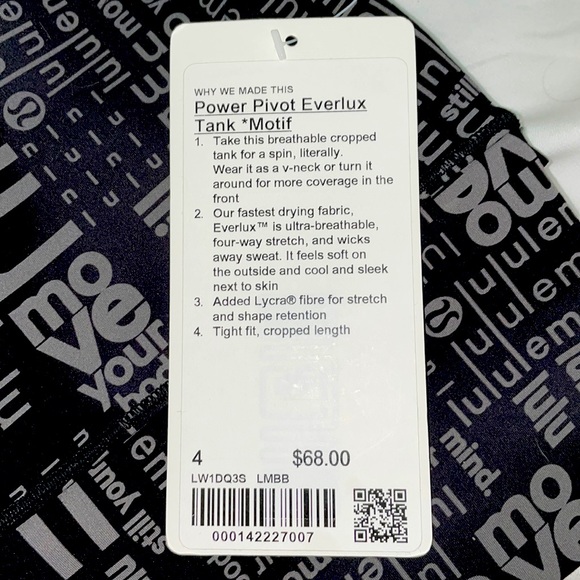 🆕 NWT Lululemon Power Pivot Everlux Tank Top *Motif Black & Grey - Size 4 - Picture 9 of 11